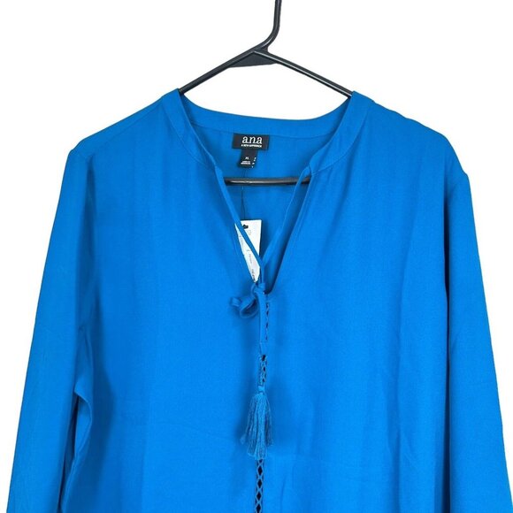 a.n.a A NEW APPROACH Womens SZ XL Tahoe Teal Puffy Long Sleeve Top Blouse NEW - Picture 3 of 9